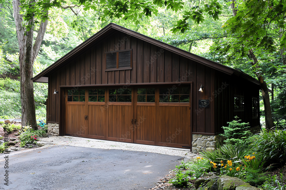 Design a country house with a rustic barnstyle garage and wooden siding Design a country house with a rustic barnstyle garage and wooden siding