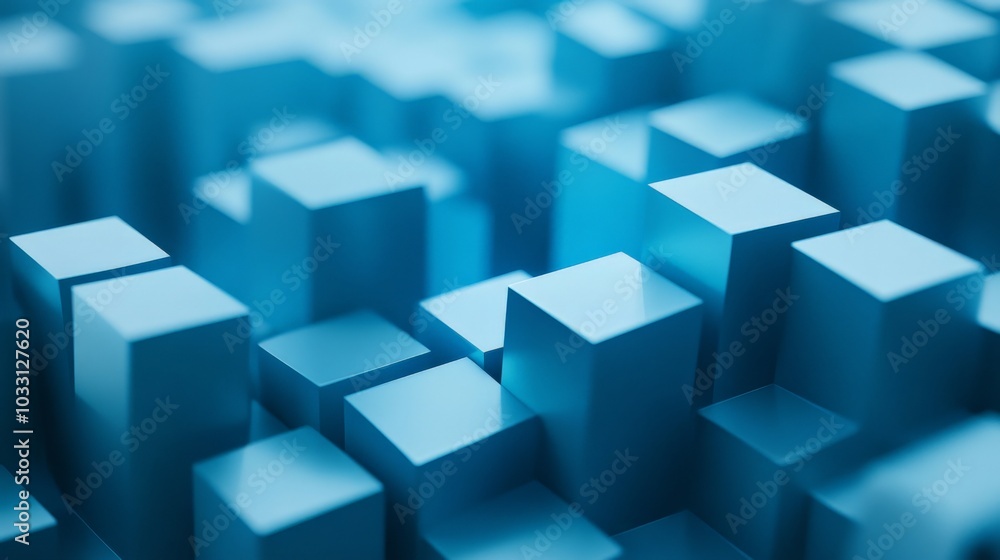 Serene Blue Cubes: A Minimalist Geometric Landscape Serene Blue Cubes: A Minimalist Geometric Landscape