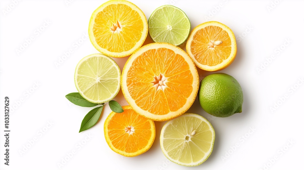 Fresh Citrus Fruits on White Background Fresh Citrus Fruits on White Background