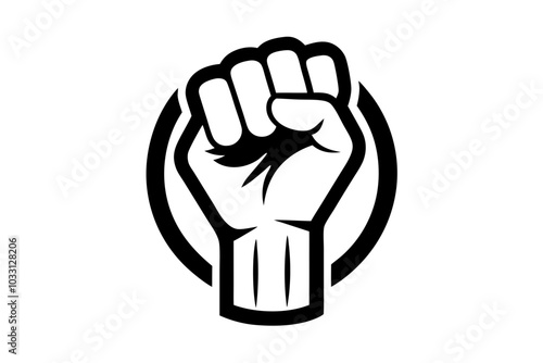 Raised Fist Hand | isolated vector silhouette illustration on white background