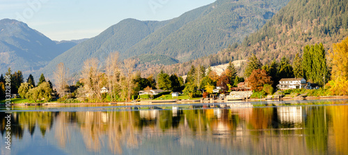 View of Draper Creek and Hatzic Island in Hatzic Lake from Neilson Regional Park, Mission, BC