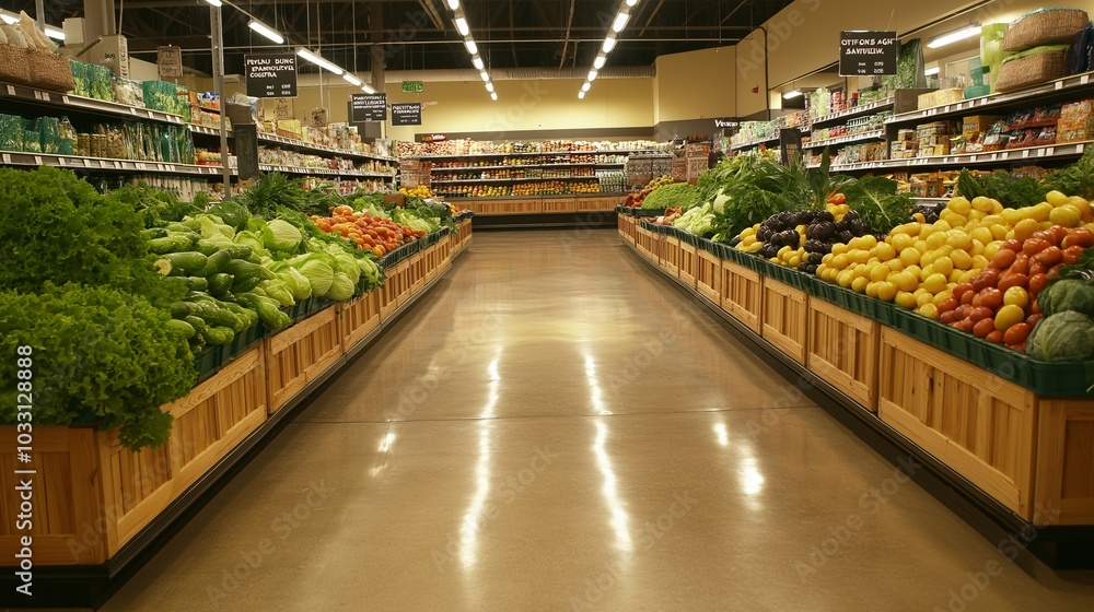 Fresh Produce Aisle in Grocery Supermarket Fresh Produce Aisle in Grocery Supermarket