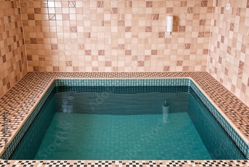 _ - Pool Cold plunge pool with mosaic tile flooring, designed fo photo