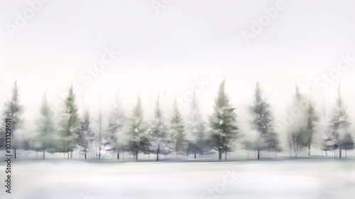 Wallpaper Mural Serene Winter Landscape with Soft Mist and Evergreen Trees Torontodigital.ca