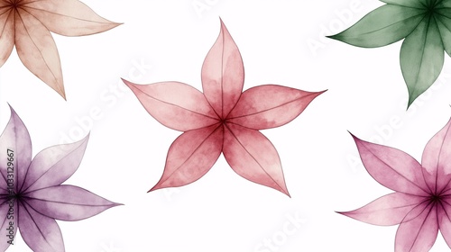 Watercolor Flowers on White Background