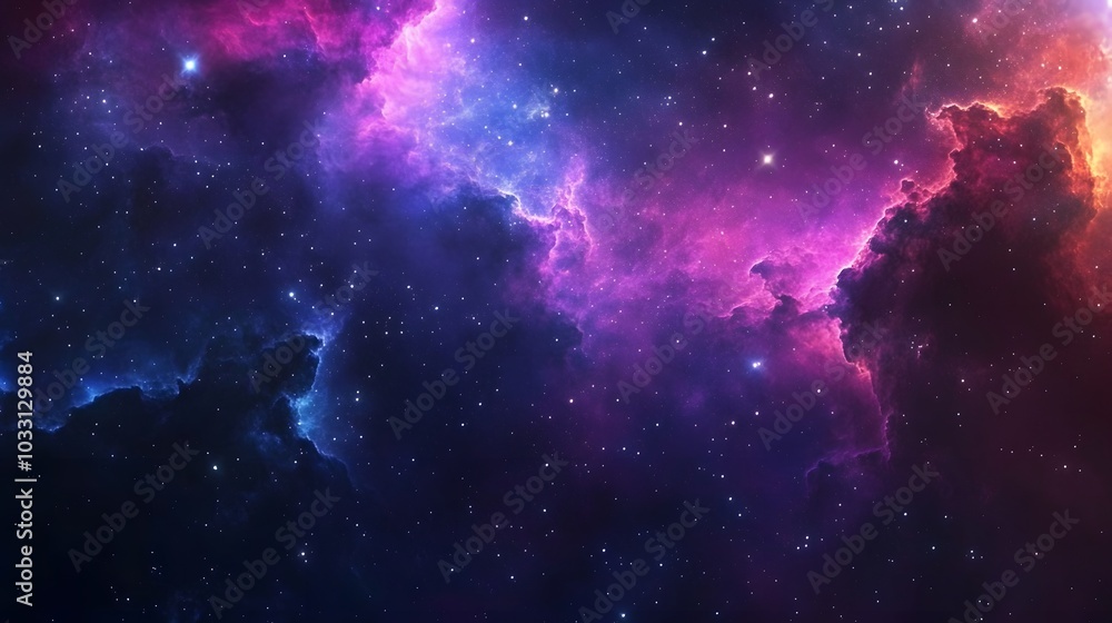 Obraz premium Cosmic Nebula with Stars and Gas Clouds