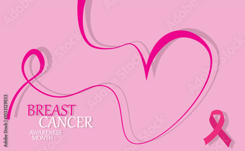 Breast cancer awareness campaign banner background with love ribbon stock illustration