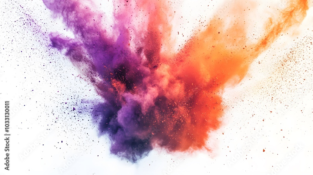 Fototapeta premium Lush Lava color powder explosion on white background. Colored cloud. Colorful dust explode. Paint Holi. 