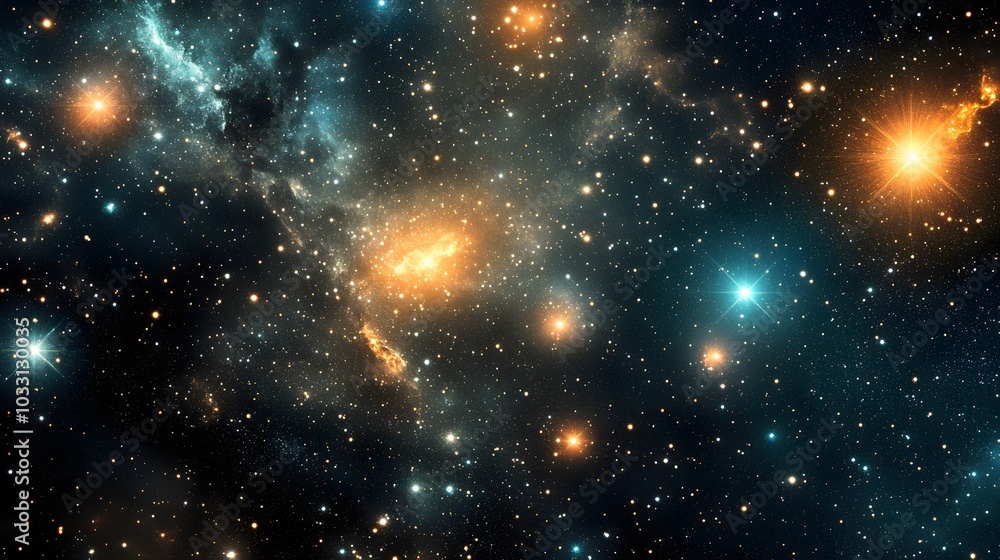 A Starry Night Sky with Nebulas and Bright Stars A Starry Night Sky with Nebulas and Bright Stars