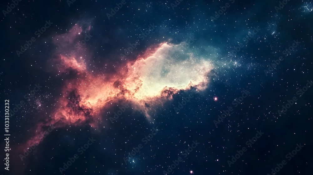 Fototapeta premium A Cosmic Cloud of Gas and Dust with Scattered Stars