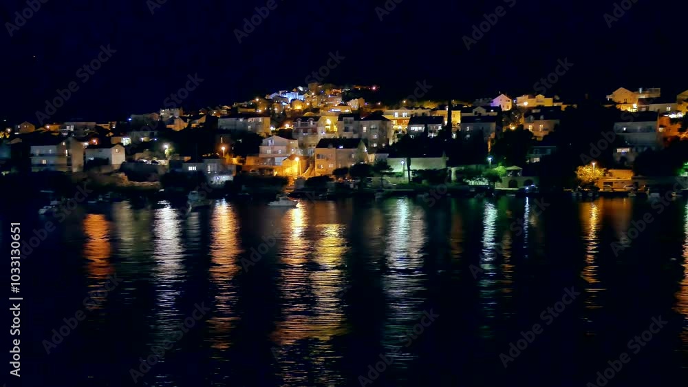 night shot of Croatia, Dubrovnik old town from top of a cruise ship night shot of Croatia, Dubrovnik old town from top of a cruise ship