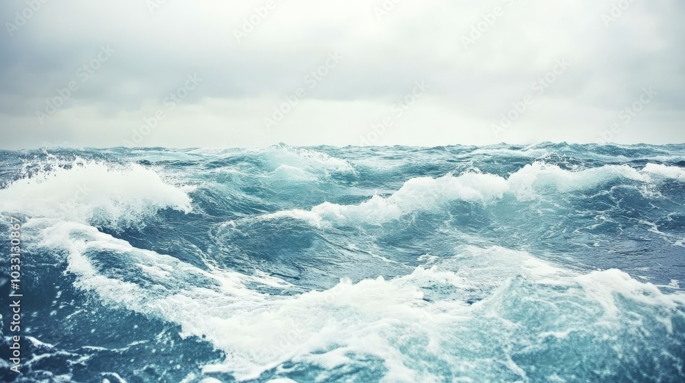 Majestic Waves Crashing in the Stormy Ocean Landscape Majestic Waves Crashing in the Stormy Ocean Landscape