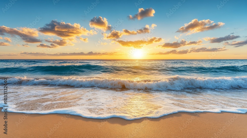 Breathtaking Sunset Over the Serene Ocean Waves Breathtaking Sunset Over the Serene Ocean Waves