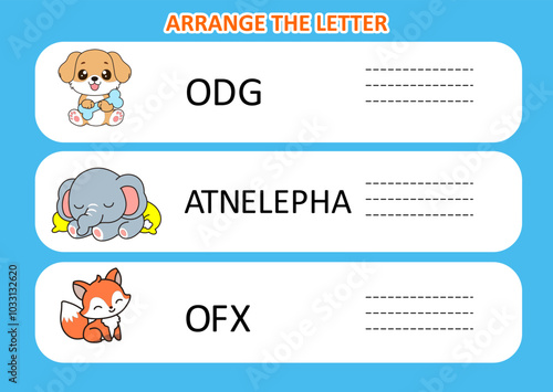 arrange the letter in order. worksheet for kids