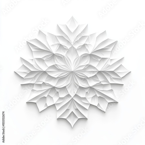 paper art snowflake design with layered patterns, white isolate background.