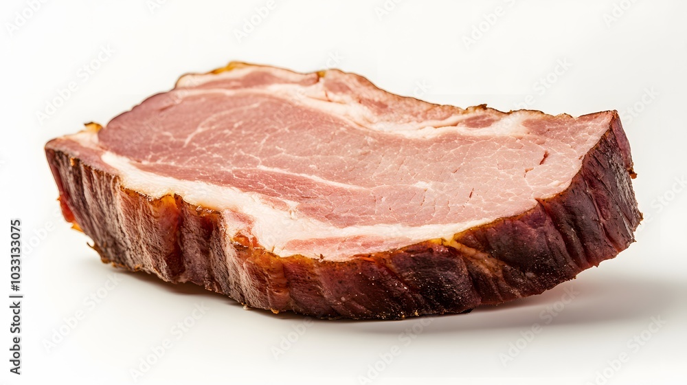 Fototapeta premium fresh ham slice on white background. 