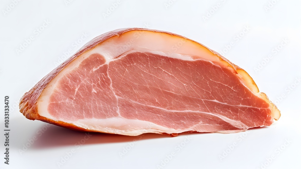 fresh ham slice on white background. fresh ham slice on white background.