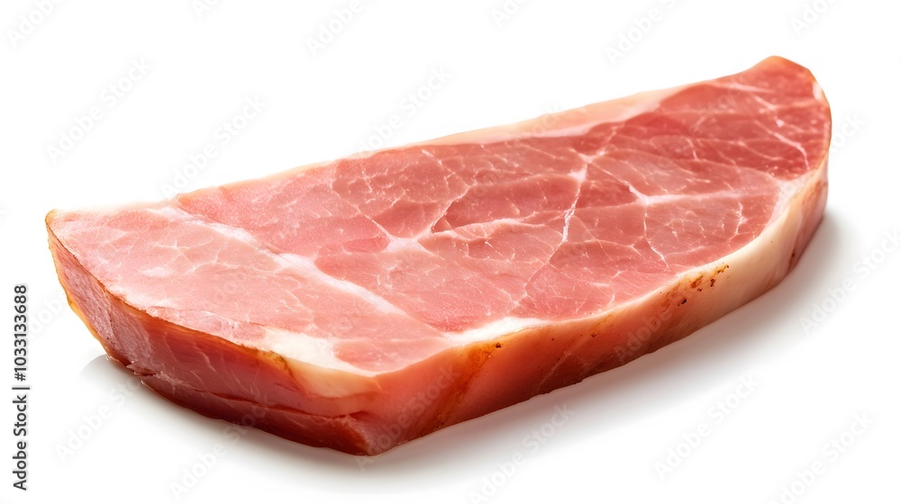 fresh ham slice on white background. fresh ham slice on white background.