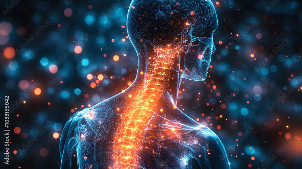 An X-ray of the Human Body with Highlighted Pain Points Showing Potential Injury or Health Issues.
An X-ray of the Human Body with Highlighted Pain Points Showing Potential Injury or Health Issues.