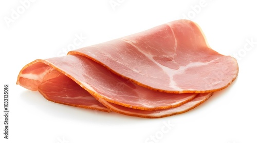 fresh ham slice on white background. 