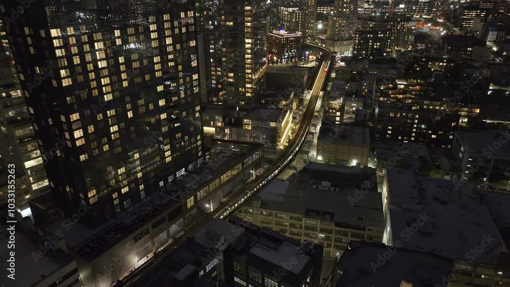 Aerial view of the subway in Long Island City, Queens Aerial view of the subway in Long Island City, Queens