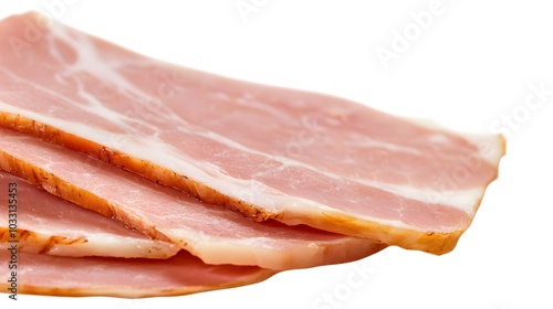 fresh ham slice on white background. 