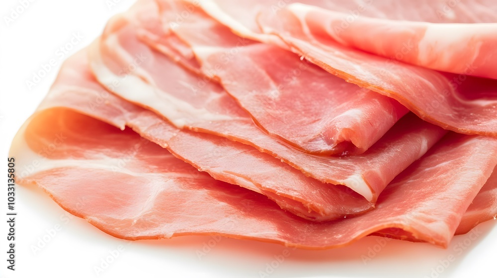 fresh ham slice on white background. fresh ham slice on white background.