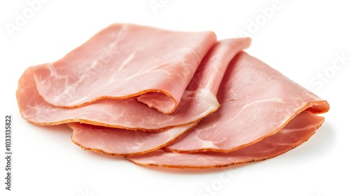 fresh ham slice on white background. 