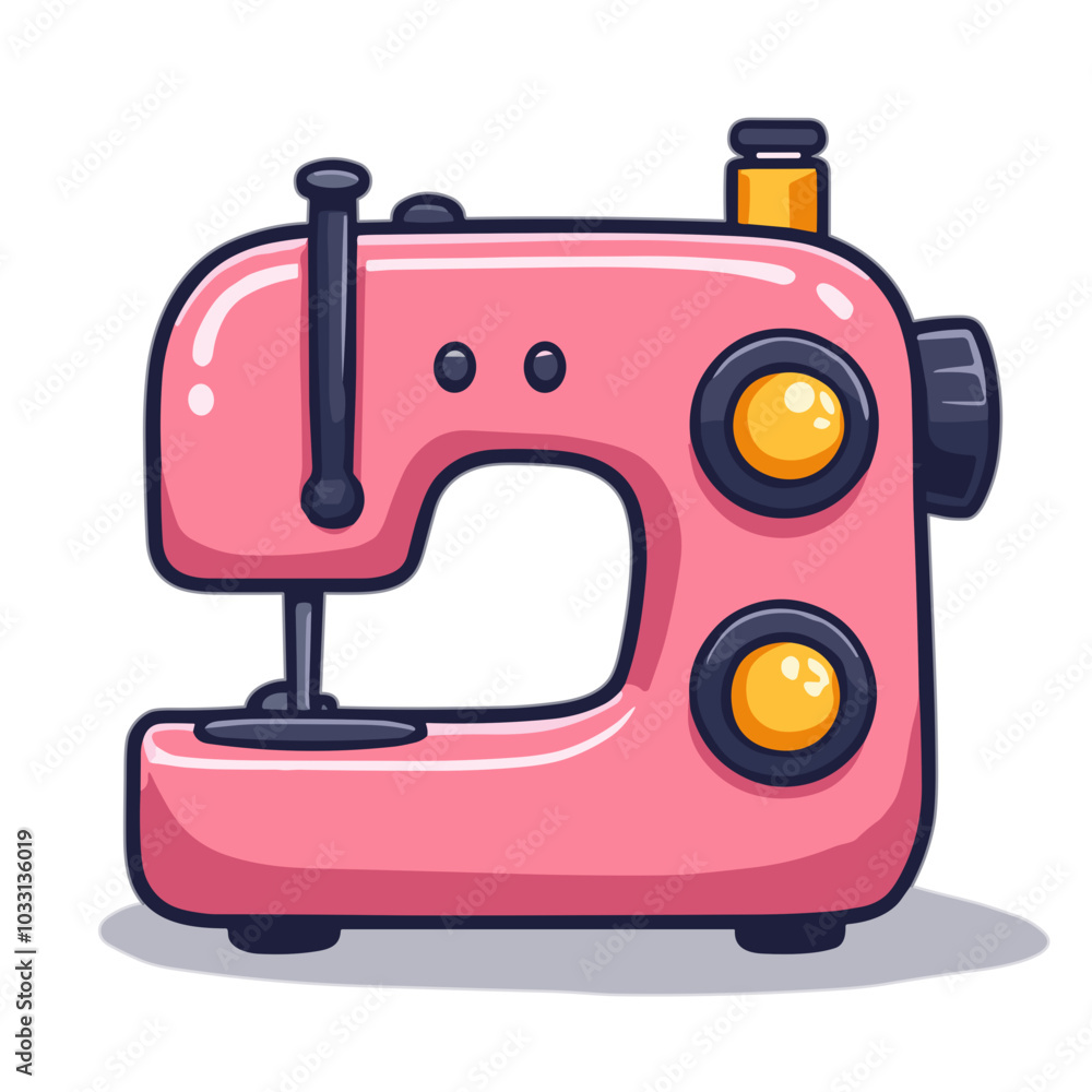Vector pink sewing machine appliance icon for fashion and craft enthusiasts Vector pink sewing machine appliance icon for fashion and craft enthusiasts