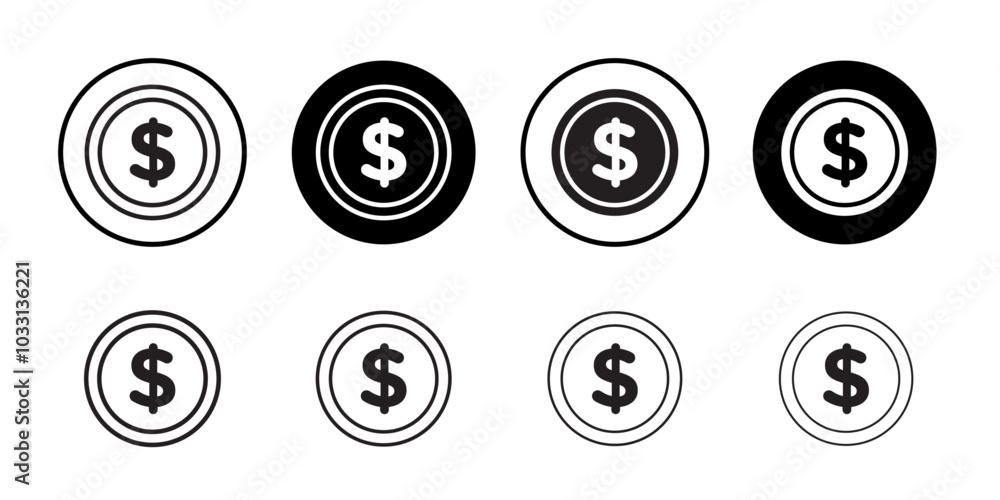 Dollar icon Isolated flat vector in outline Dollar icon Isolated flat vector in outline