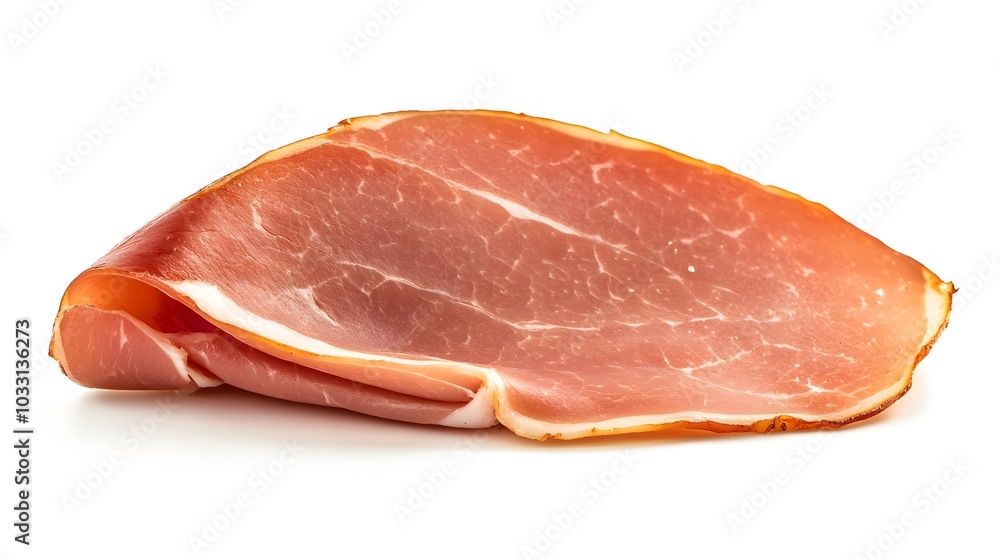 fresh ham slice on white background. fresh ham slice on white background.