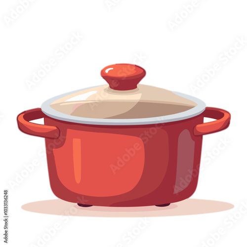 Vector red casserole dish icon for baking and serving