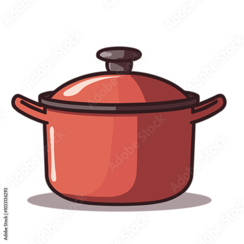 Vector red cooking pot icon for kitchen essentials