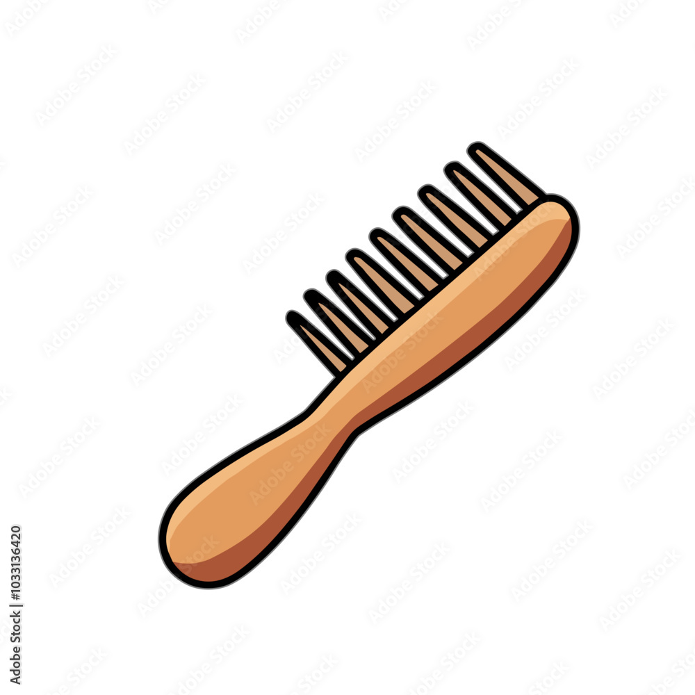 Vector wooden hairbrush icon for hair care Vector wooden hairbrush icon for hair care