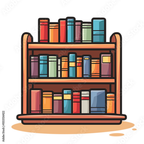 Vector bookshelf icon for home library and education