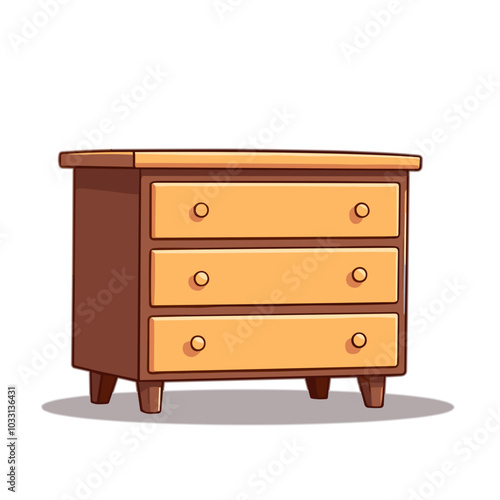 Vector three-drawer dresser icon for bedroom furniture