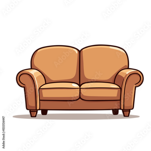 Vector beige two-seater sofa icon for home interiors