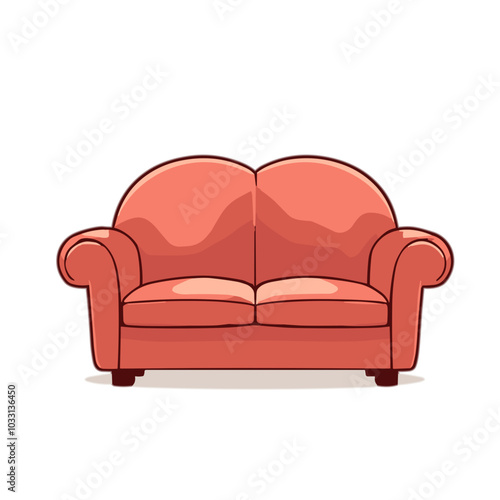 Vector red loveseat sofa icon for living room furniture