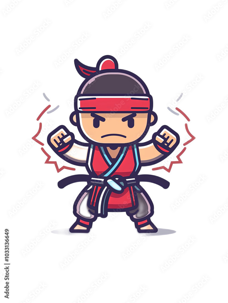 Cute Cartoon Ninja Character with Sword Cute Cartoon Ninja Character with Sword