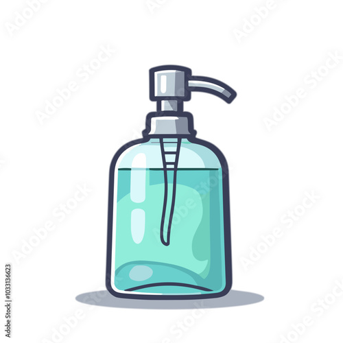 Glass soap dispenser, bathroom accessory illustration