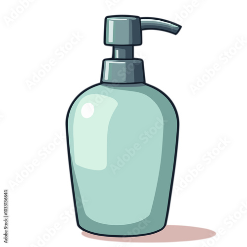 Large plastic soap dispenser, bathroom accessory illustration