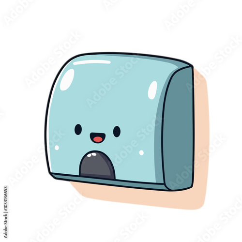 Cute soap dispenser character, bathroom hygiene illustration