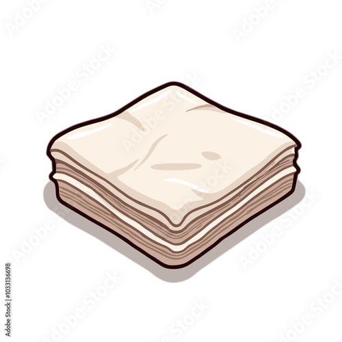 Folded napkins stack, table setting vector illustration