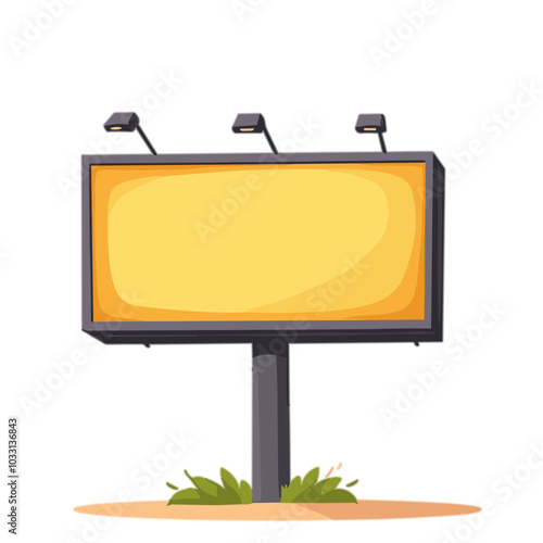 Illuminated billboard, nighttime advertising vector illustration