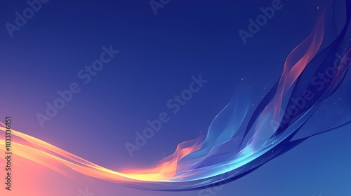 Fototapeta Naklejka Na Ścianę i Meble -  Abstract Blue and Orange Swirling Lines on Purple Gradient Background. Modern Shapes Wave abstract art background for presentations and wallpaper 