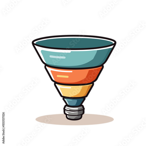 Colorful funnel, data filtering vector illustration