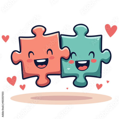 Loving puzzle pieces, relationship vector illustration