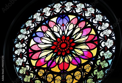 Wallpaper Mural Stained Glass Rose WindowIntricate tracery and vibrant colors of Torontodigital.ca