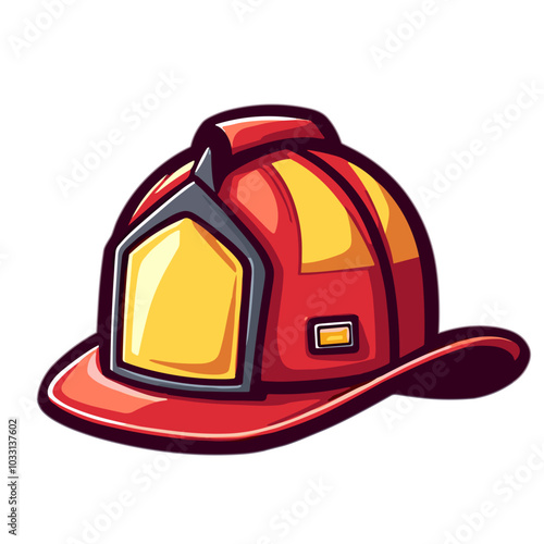 Vector firefighter helmet illustration, safety gear symbol