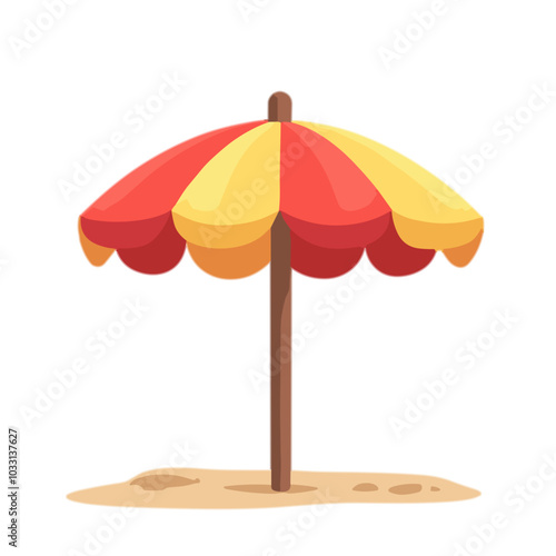 Vector beach umbrella illustration, summer vacation icon